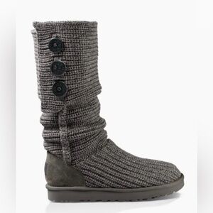 Ugg Gray Knit Knee High Boots with 3 Buttons | Vintage | Women’s Size 8